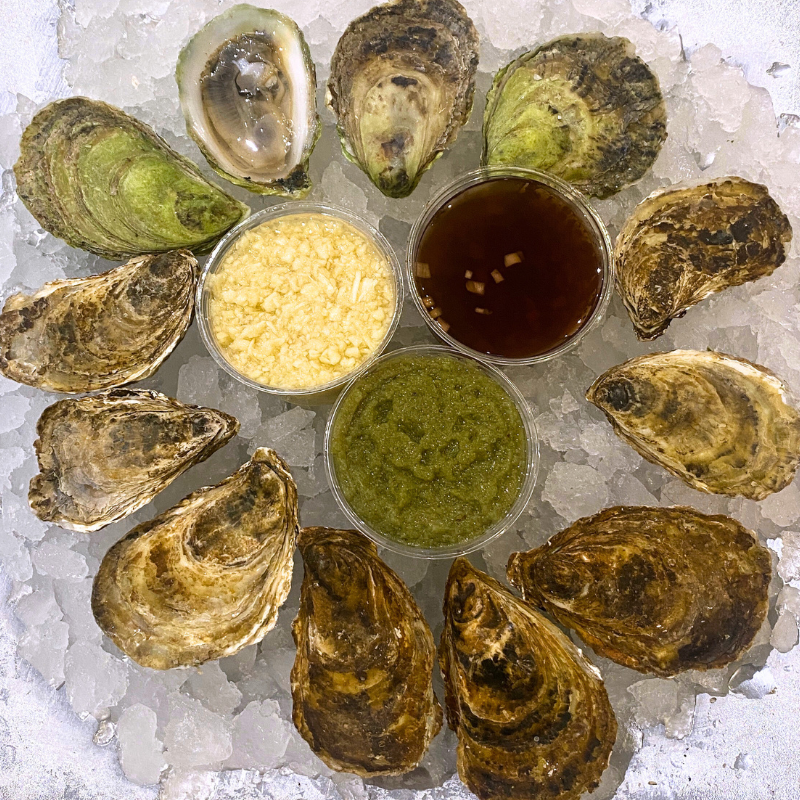 Ready to Serve 12 Oysters, Popped with Sauce