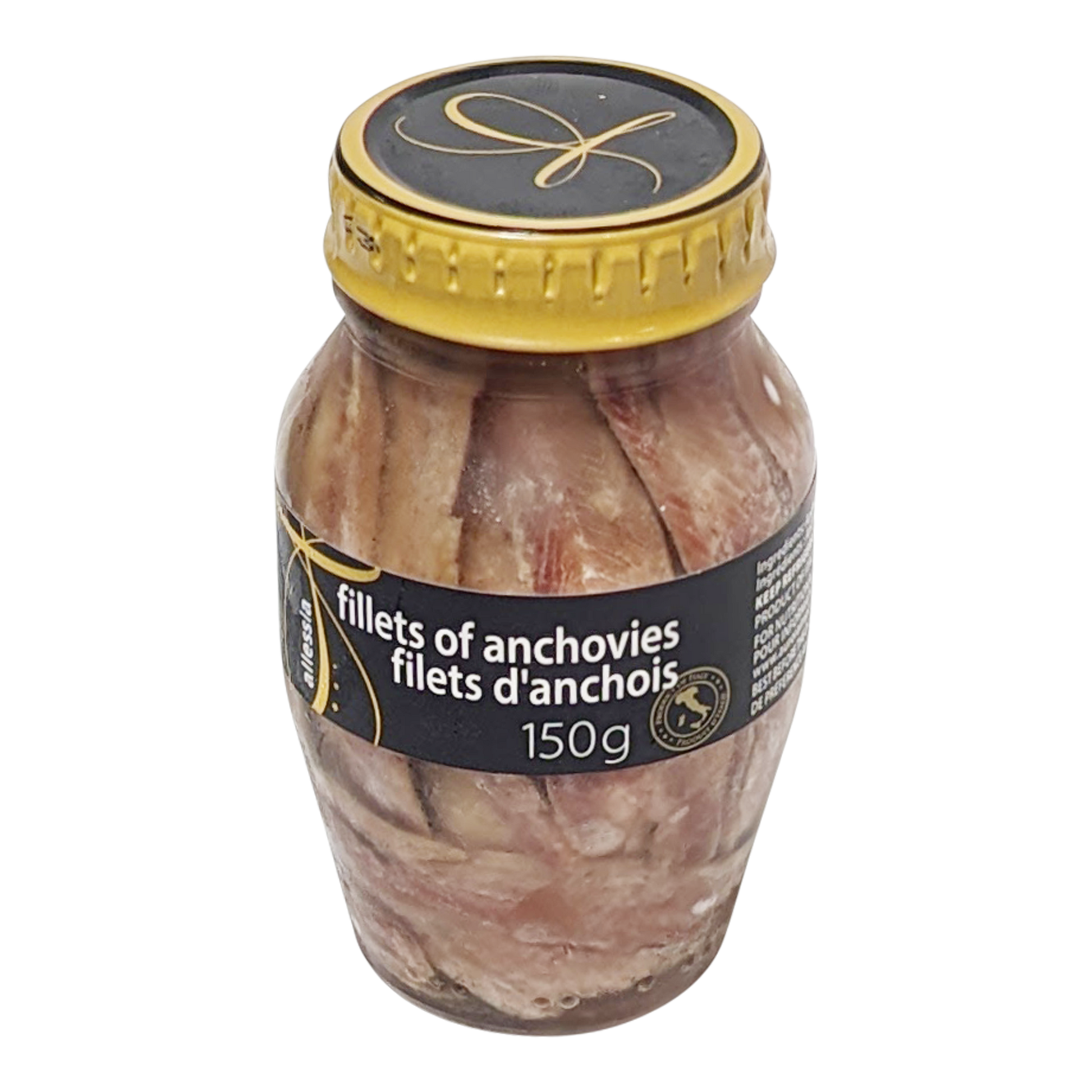 Filets of anchovies preserved in a 150g jar